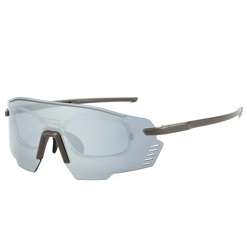KAMMPT Protective Sports Goggle Men Fashion Oversized Mirror Outdoor Protective Sunglasses Women Trendy Anti-UV Cycling Shades