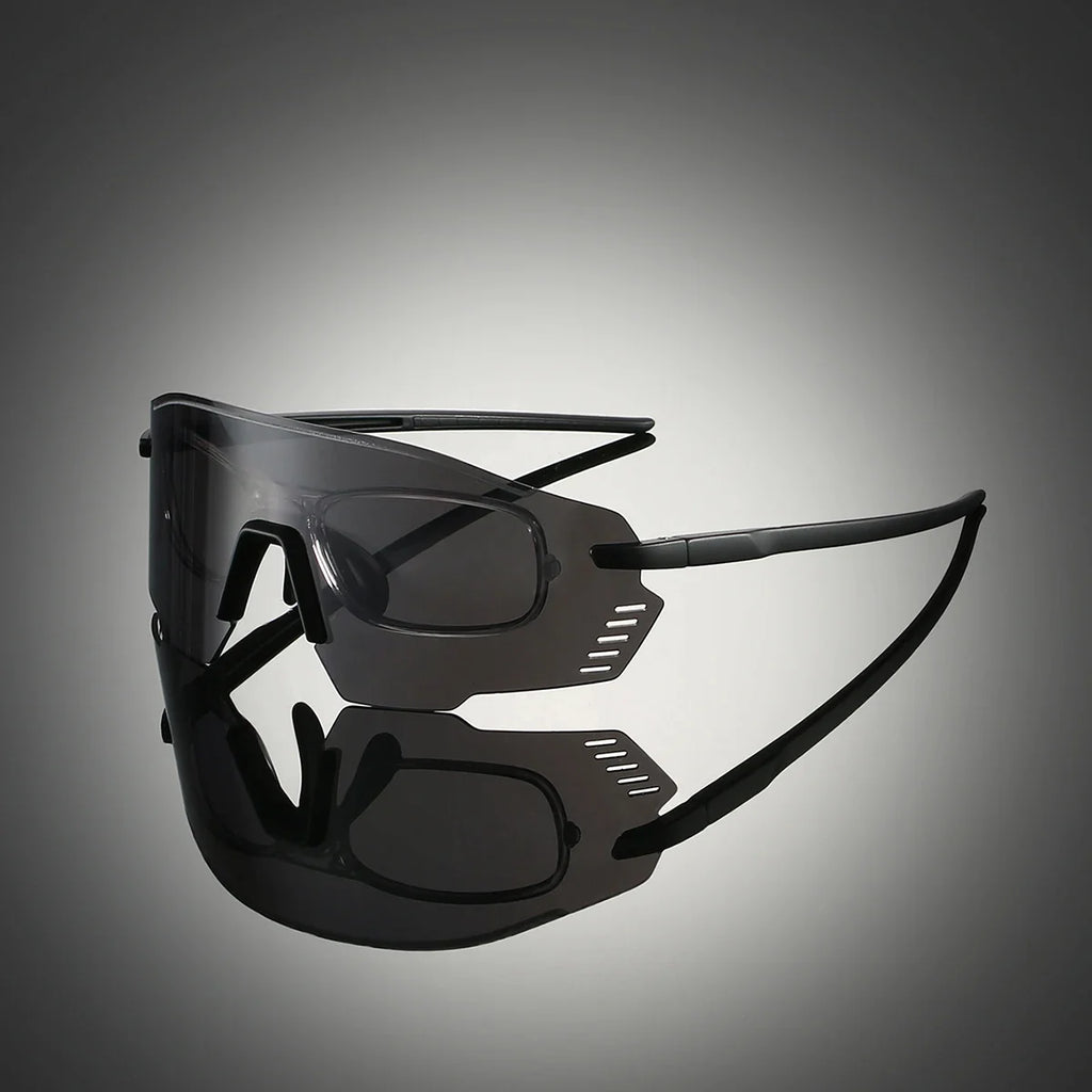 KAMMPT Protective Sports Goggle Men Fashion Oversized Mirror Outdoor Protective Sunglasses Women Trendy Anti-UV Cycling Shades
