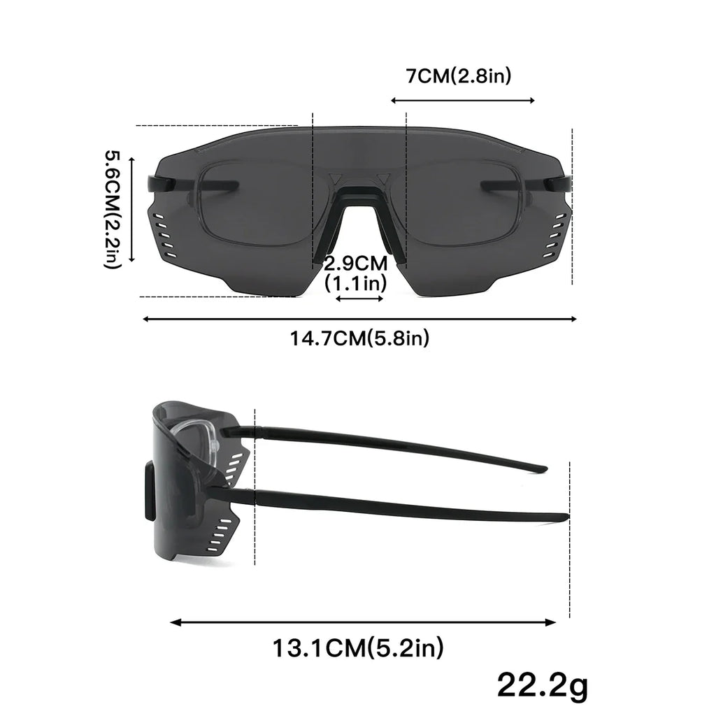 KAMMPT Protective Sports Goggle Men Fashion Oversized Mirror Outdoor Protective Sunglasses Women Trendy Anti-UV Cycling Shades
